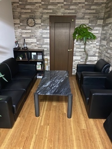 高級感あり！応接セット　大理石テーブル　合皮ソファ