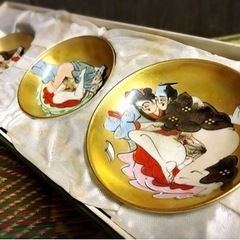 売約済み】九谷焼 昭和 春画 盃 小皿 飾り 浮世絵 レトロ
