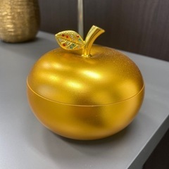インテリア　置き物　小物入れ　りんご　林檎　ゴールド