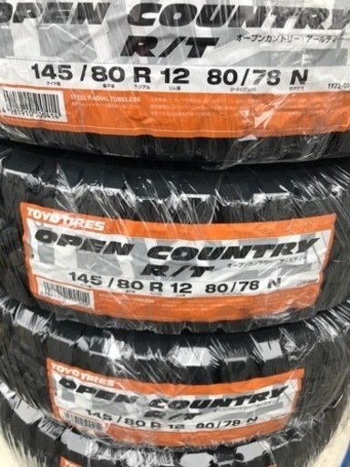 22年製！145/80R12 80/78N トーヨータイヤOPENCOUNTRY R/TウェーゼンSGアルミホイールセット4本 作業代