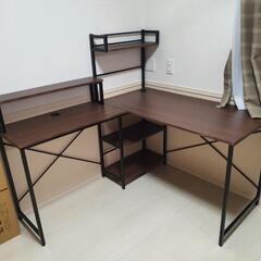 L字デスク ブラウン