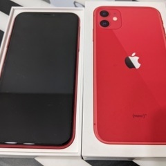 iPhone11 128GB SIMフリーREDレッド箱、イヤホン付き