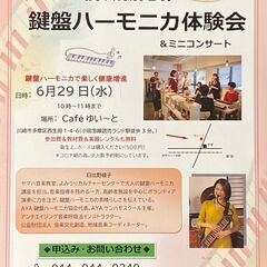 6/29 あと、数名参加者募集！鍵盤ハーモニカ体験会＆ミニコンサート 