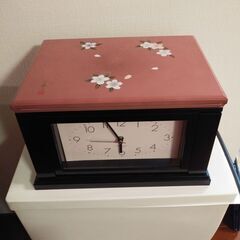 【桜柄・宇野千代ブランド】ミラー&時計付き 小物入れ