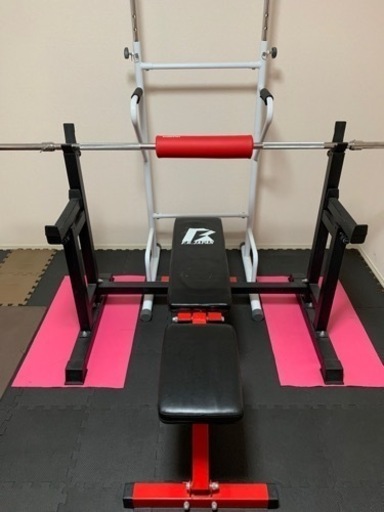 ベンチプレス 角度調節ベンチ シャフト付(懸垂機付)