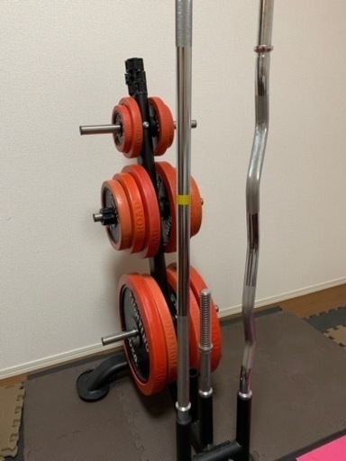 プレートラック ラバープレート(122.5kg) シャフト  EZバー