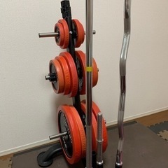 プレートラック ラバープレート(122.5kg) シャフト  EZバー