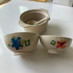 《新品》セサミストリート 中小茶碗＆ミニ土鍋セット