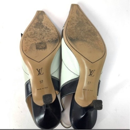 (中古)LOUIS VUITTON ルイヴィトン パンプス レザー バイカラー ネイビー ライトブルー フォーマル 37(24.5 )