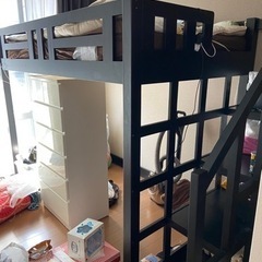 【現金手渡し】ロフトベッド(セミダブルサイズ)