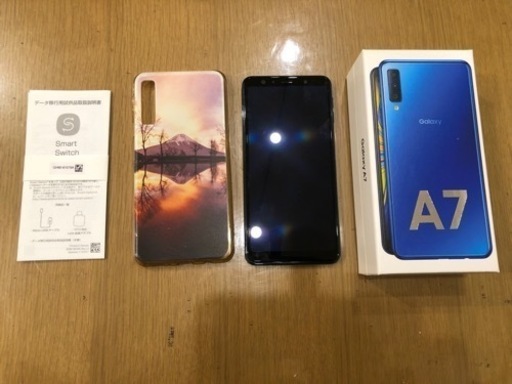 中古 美品 スマホ Samsung  サムスン Galaxy A7 simフリー 青色 ブルー