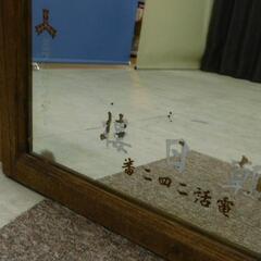 戦前 店頭用 ユニオンビール 三ツ矢サイダー 鏡 ミラー 木枠 大型鏡