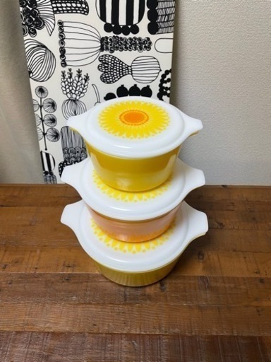 美品★オールドパイレックス★キャセロール★デイジー★3セット