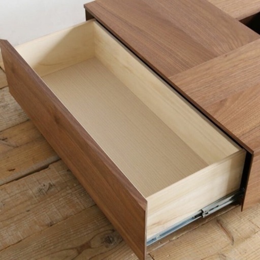 引き出し付 センターローテーブル 80×80×27.5 cm 「アトリ」
