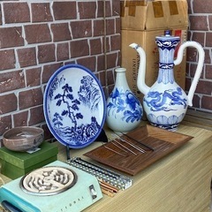 茶道具色々纏めて茶碗銅花瓶水注電熱器徳利引出抽斗水屋道具七事式桑...
