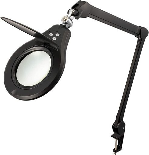 オーム電機 L-ZOOM ルーペ付きLEDアームライト AS-L60M-K 黒