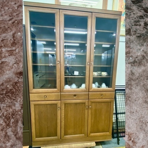 食器棚 幅135cm【高級感】天然木使用 大容量 ダイニングボード