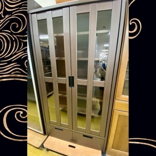 飾り棚 食器棚 幅100cm 【和モダン】ドア付きキャビネット