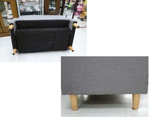 2人掛けソファー グレー系 ファブリック 脚付き オーヤマ 幅113㎝ 苫小牧西店