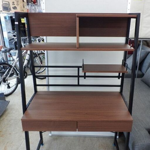デスク 幅92.5cm ニトリ ブラウン 省スペースデスク 机 茶系 札幌 西野店