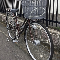 ＜整備・美品＞シティサイクル・27インチ自転車・外装6段変速・LEDライト・ブラウンの画像