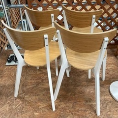 イケア ノールドミーラ チェア 竹/ホワイト 4脚セット 中古の画像