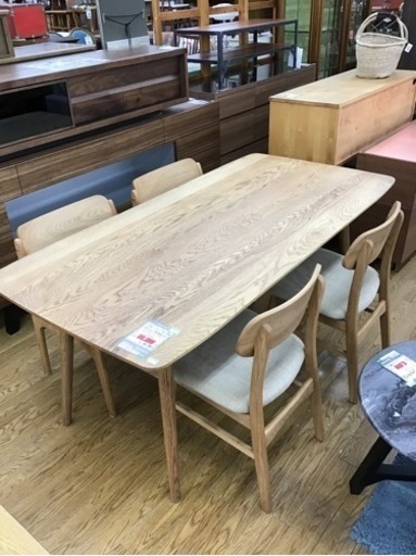 KO-64【ご来店頂ける方限定】モモナチュラル　オーク材　ダイニング5点セット