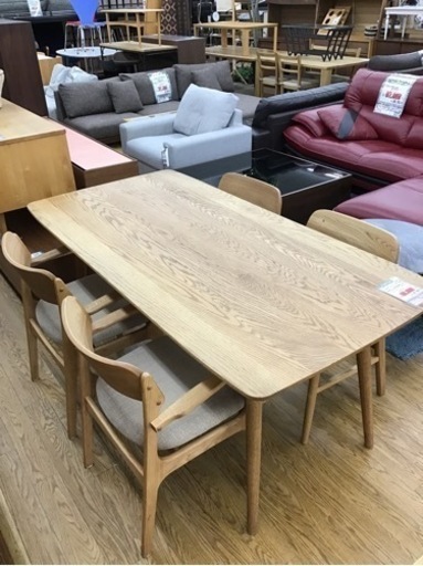 KO-64【ご来店頂ける方限定】モモナチュラル　オーク材　ダイニング5点セット