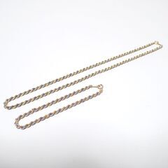 E563 ネックレス ブレスレット セット K18 Pt850 12.5g フレンチロープ 結婚式 2次会 入学式 卒業式 冠婚葬祭
