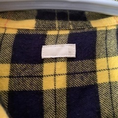 GU ジーユー イエロー×ネイビー チェック柄シャツ ネルシャツ L メンズの画像