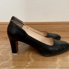 パンプス レザー 牛革 黒 ブラック 日本製の画像