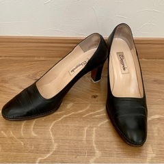 パンプス レザー 牛革 黒 ブラック 日本製