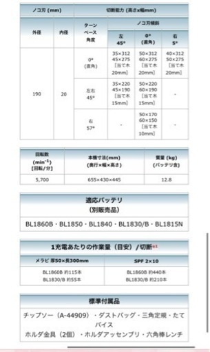 190mm 充電式スライドマルノコ  	 LS714DZ 