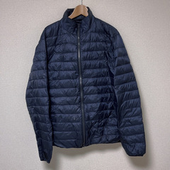 リアル　ダウンジャケット　ダウン80% フェザー20% ネイビー