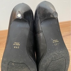 パンプス レザー 牛革 黒 日本製 24.5cmの画像