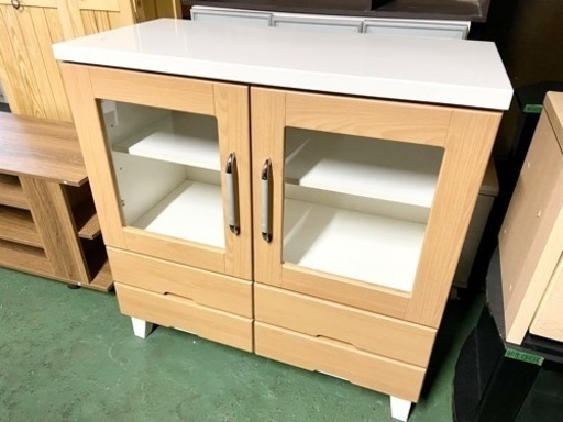 激安‼️収納家具 幅88㎝ ガラス扉 サイドボード キャビネット