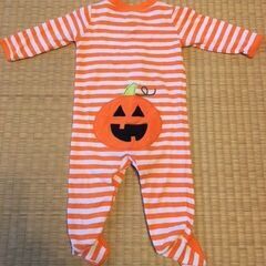 ハロウィン　かぼちゃ柄ロンパース/カバーオール　70の画像