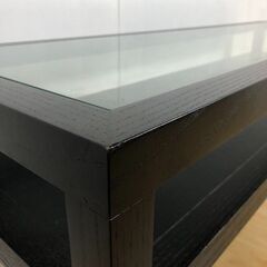 ✨🔔送料無料・設置無料🔔✨time＆style／タイムアンドスタイル 天板ガラスサイドテーブル ブラック コンソールデスク モダンインテリア 中古家具の画像