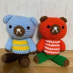【お引渡し済】ハンドメイド あみぐるみ クマ 2体セット / 除...