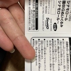 シナモロール 20周年 幼稚園児 BIGぬいぐるみ たぐつきの画像