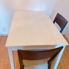 【ÖLMSTAD】使用3年　IKEA 木製アイボリーテーブル12...