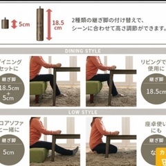 奇跡のこたつ　ダイニングテーブル　こたつ布団で6ウェイ＋イスの画像