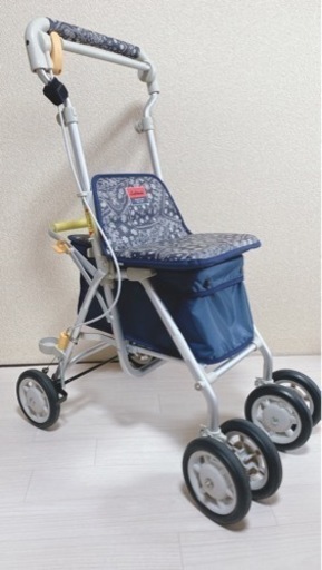 《美品》象印 シルバーカー 手押し車 ライトミニ NW ペイズリーL紺
