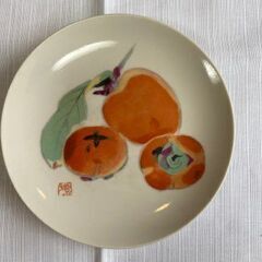 梅にウグイス　絵付け皿２枚セットの画像