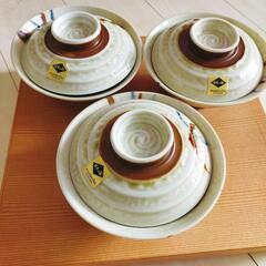 未使用品　蓋付きどんぶり茶碗3個