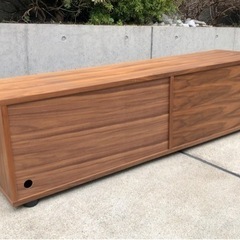 無印良品 muji ウォールナット AVボード テレビ台 スタッキングキャビネット 木製扉 の画像