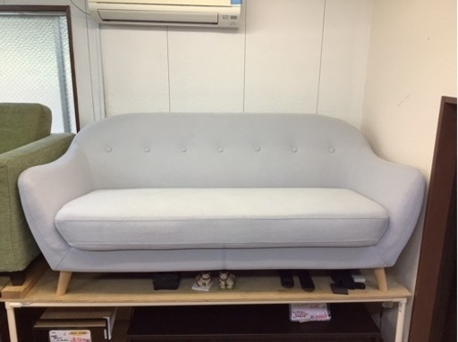 【リサイクルサービス八光　田上店　配達・設置OK】ニトリ　2.5人用布張りワイドソファ(カルム2 LGY）