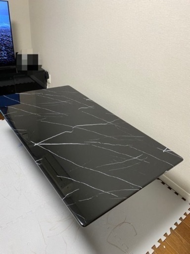 値下げ　人工大理石 ローテーブル 黒