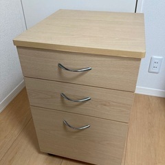 木目調 3段キャビネット 袖机の画像