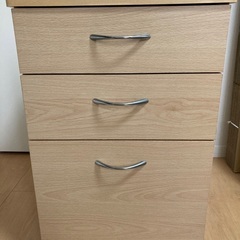 木目調 3段キャビネット 袖机